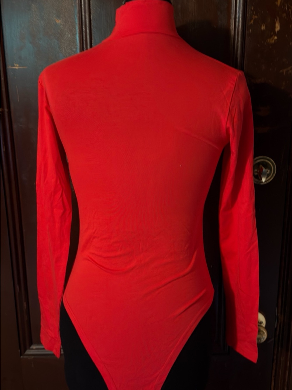 Women's Red Turtleneck Long-Sleeve Bodysuit